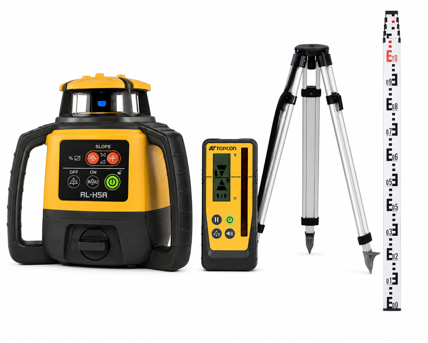 Topcon RL-H5A Laser Level with LS-100D Digital mm Receiver + Tripod and Staff